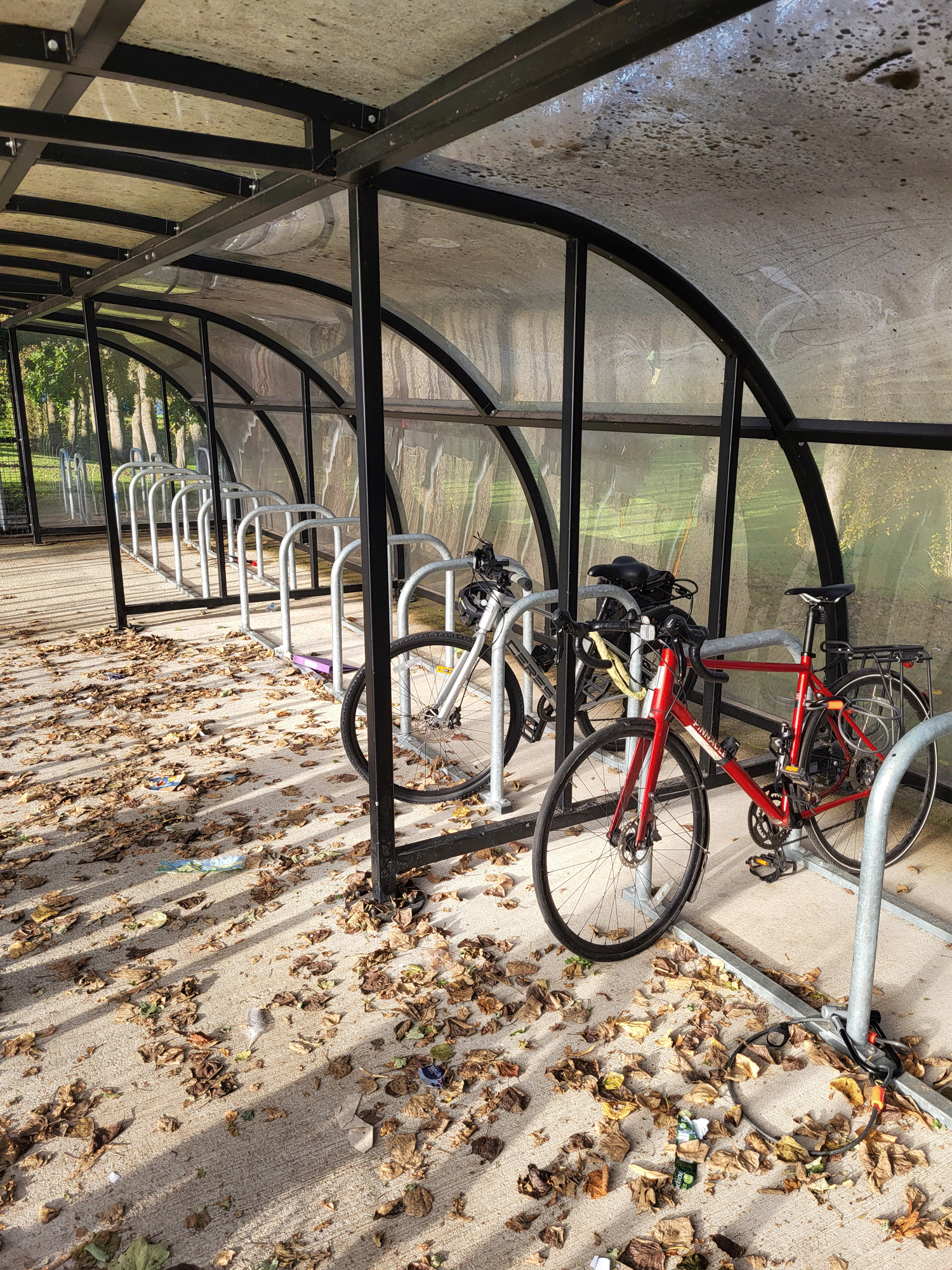 Interior of bike shed