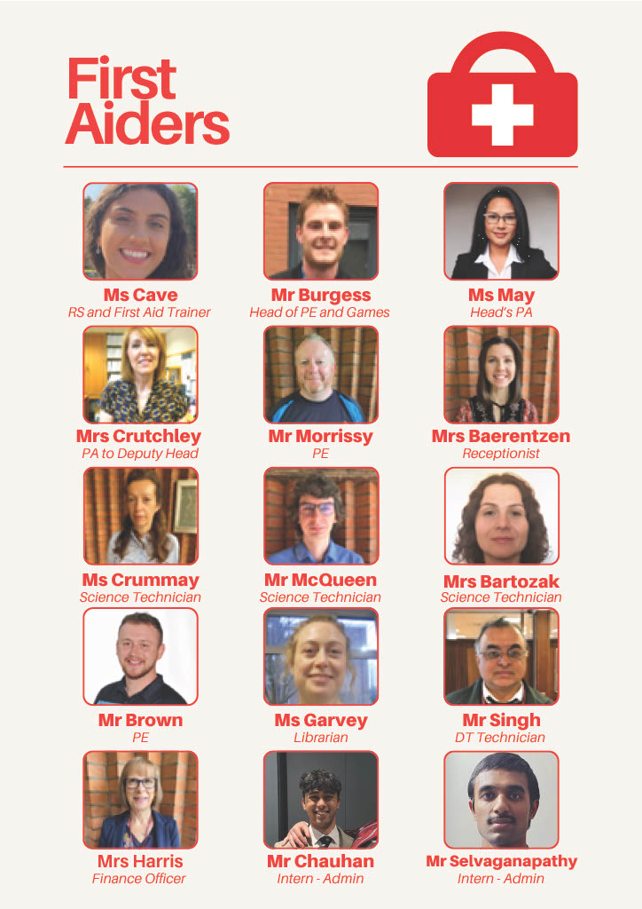 Photos of school first-aider staff